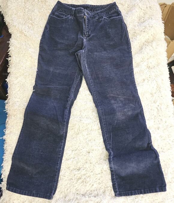 st John bay Pants - Corduroy Pants Womens 6P Blue Bootcut Flare Cords Mid Rise Distressed Grunge Fit